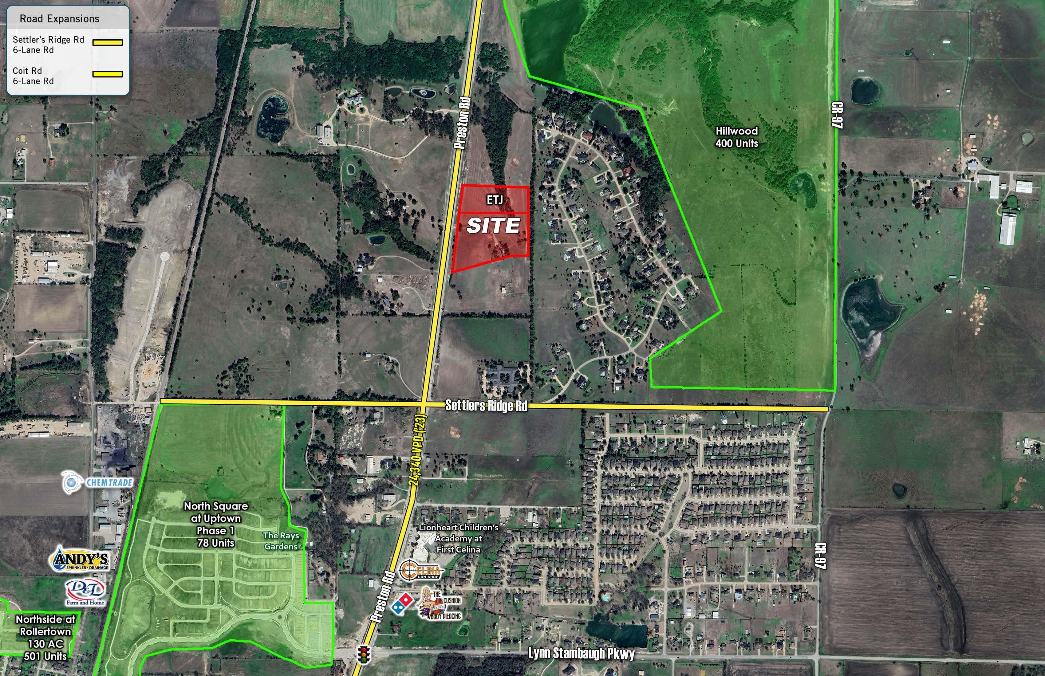 16.68 Acres - NEQ Preston Rd & CR 95